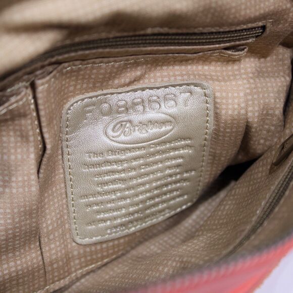 Brighton Charlie Pocket Crossbody Nylon Patent Leather Purse Peachy Pink 10x8x3 - Picture 12 of 16